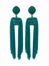 The Statement Beaded earrings with long Tassel in Black