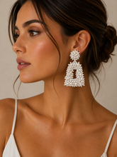 "Bohemian" Beaded Earrings in White