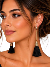 "Vintage Silk" Earrings in Black & Gold