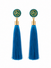 "Rose" Tassel Earrings in "Blue"