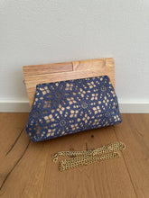 TINA clutch - raffia and wood: Soft rose (cipria)