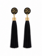 "Rose" Tassel Earrings in "Black"