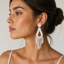 "Vacay" beaded earrings in White