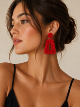 Bohemian Beaded Earrings in Red