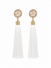 "Rose" Tassel Earrings in "White"