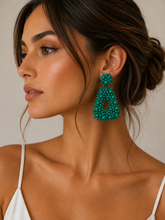 "Bohemian" Beaded Earrings in Palm Green