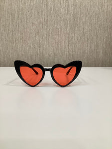 "Lovely" Heart Sunglasses in Black and Hot Orange