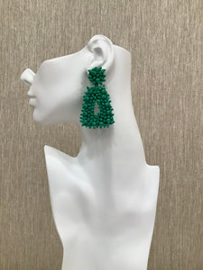 "Bohemian" Beaded Earrings in Palm Green