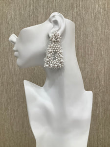 "Bohemian" Beaded Earrings in White