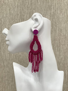 "Vacay" beaded earrings in Fuchsia