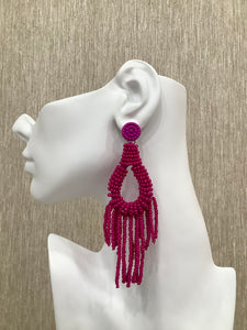 "Vacay" beaded earrings in Fuchsia