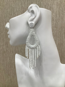 "Vacay" beaded earrings in White