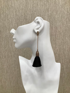 "Vintage Silk" Earrings in Black & Gold