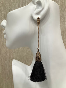 "Vintage Silk" Earrings in Black & Gold