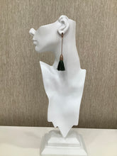 "Vintage Silk" Earrings in Dark Green & Gold