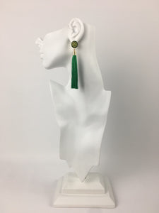 "Rose" Tassel Earrings in "Forest Green"